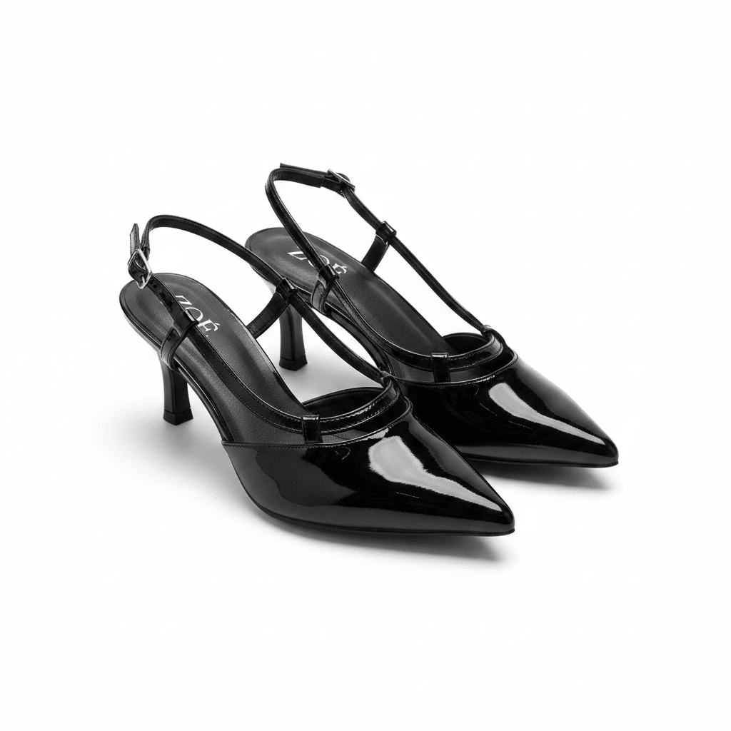 Tacones Negro Charol 15098 Punta Fina Slingback de mujer Costa Rica - Calzado 365