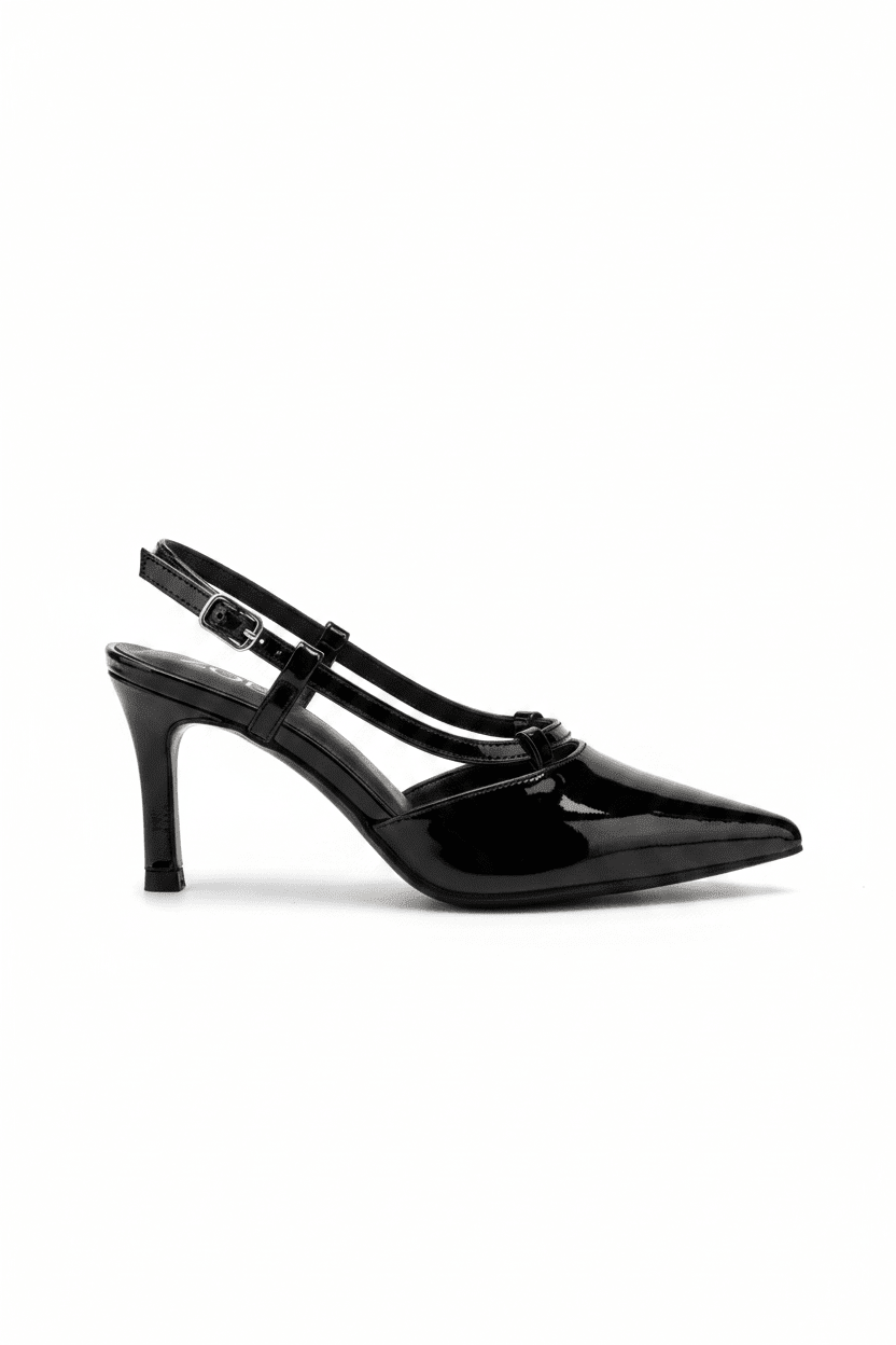 Tacones Negro Charol 15098 Punta Fina Slingback de mujer Costa Rica - Calzado 365