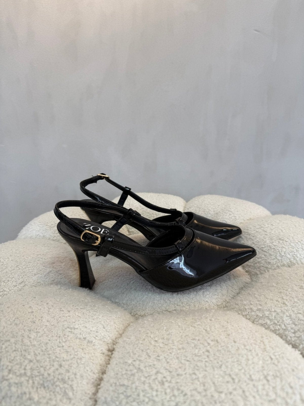 Tacones Negro Charol 15098 Punta Fina Slingback de mujer Costa Rica - Calzado 365
