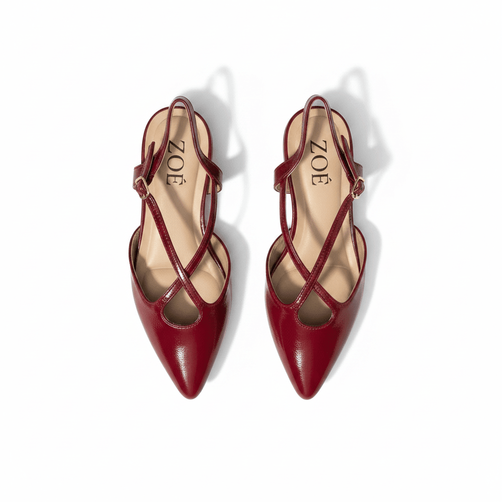Tacones Rojos Charol 15084 Tacón Bajo Punta Fina Slingback de mujer Zoé Brand Costa Rica - Calzado 365
