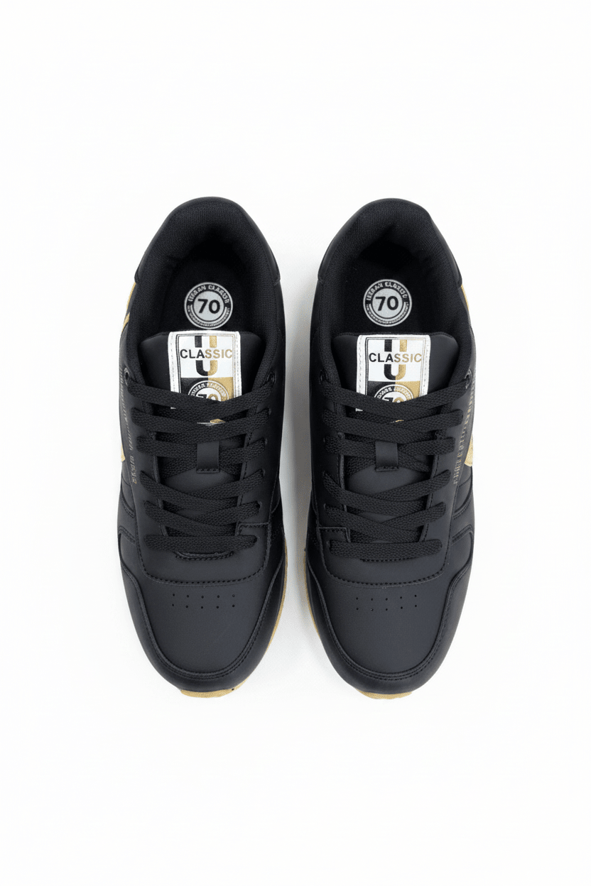 Tenis Negro Dorado 13191 De Cordones Casual de Mujer Calzado 365 Costa Rica - Calzado 365