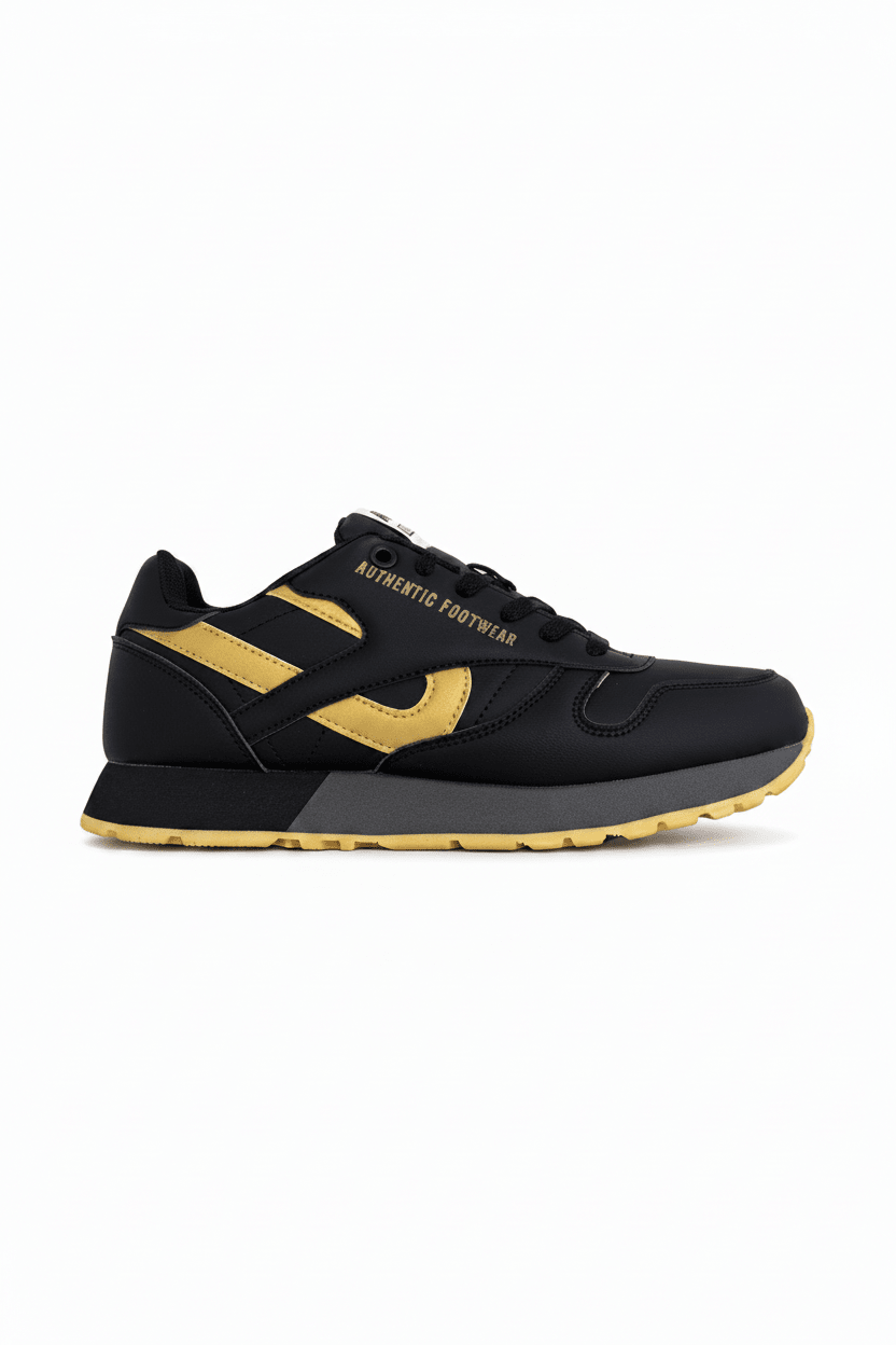 Tenis Negro Dorado 13191 De Cordones Casual de Mujer Calzado 365 Costa Rica - Calzado 365