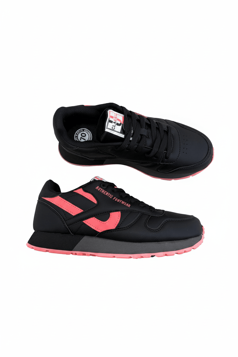 Tenis Negro Fucsia 13190 De Cordones Casual de Mujer Calzado 365 Costa Rica - Calzado 365