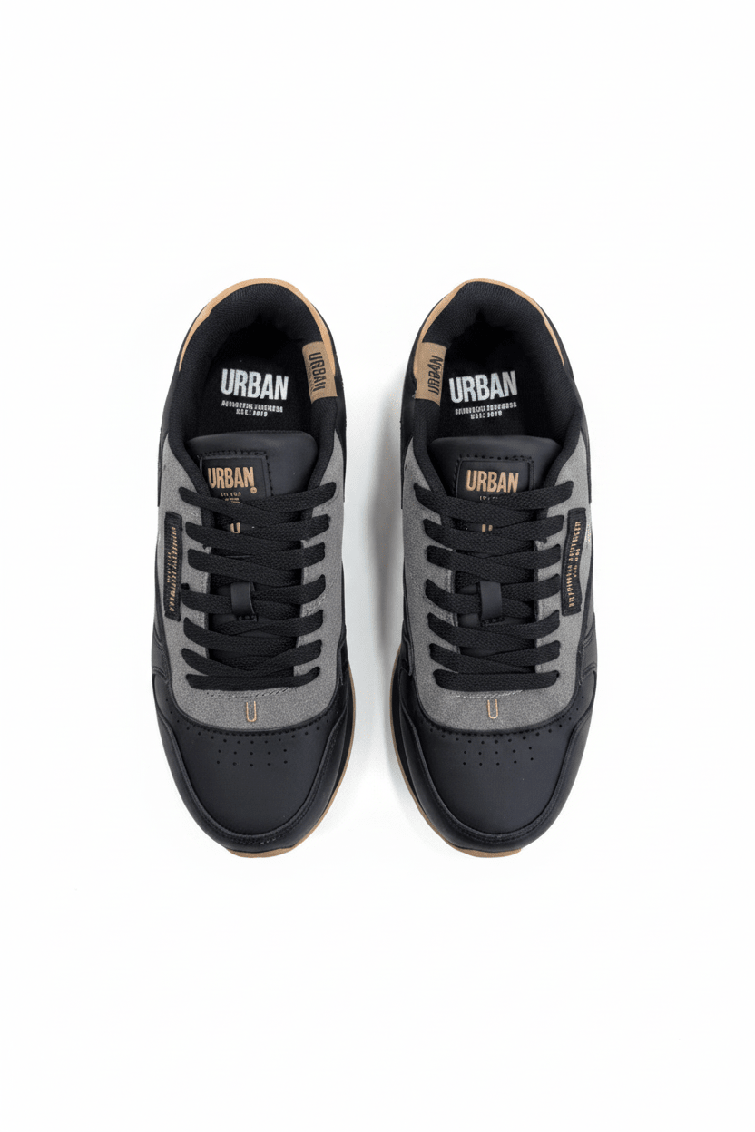 Tenis Negro Gris Gamuza 13195 De Cordones Casual de Mujer Calzado 365 Costa Rica - Calzado 365