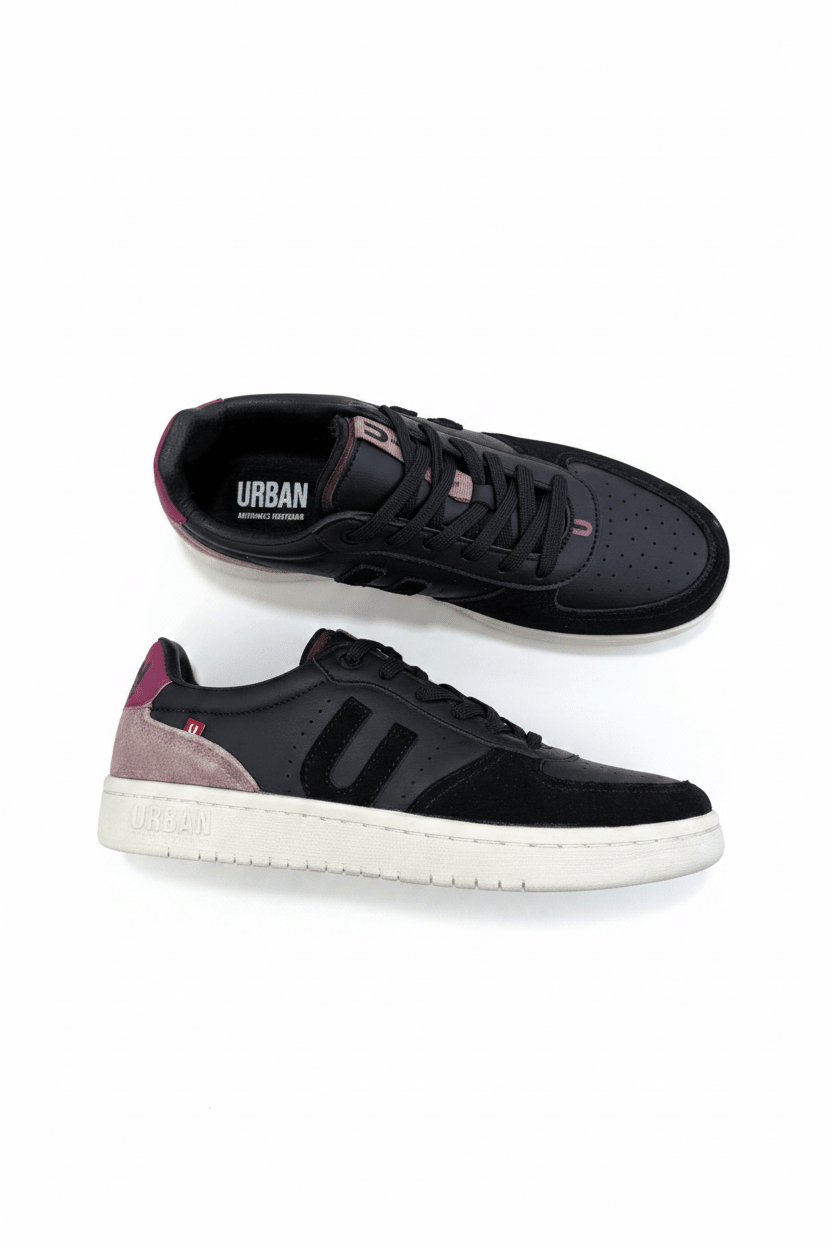 Tenis Negro Rosa Gamuza 13243 De Cordones Casual de Mujer Calzado 365 Costa Rica - Calzado 365