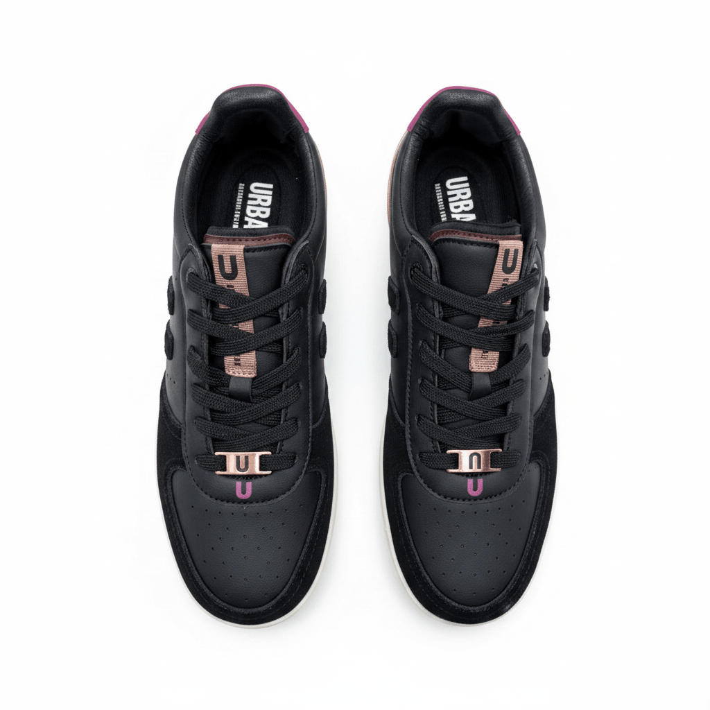 Tenis Negro Rosa Gamuza 13243 De Cordones Casual de Mujer Calzado 365 Costa Rica - Calzado 365