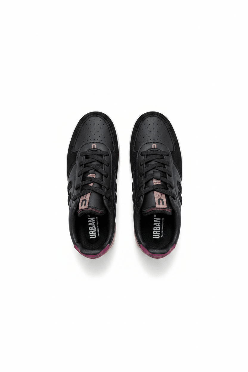 Tenis Negro Rosa Gamuza 13243 De Cordones Casual de Mujer Calzado 365 Costa Rica - Calzado 365